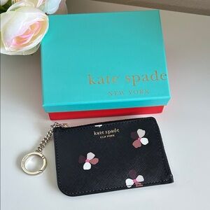 Kate Spade Black Card Holder with Floral Design